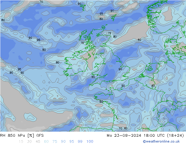 850 hPa Nispi Nem GFS Pzt 23.09.2024 18 UTC