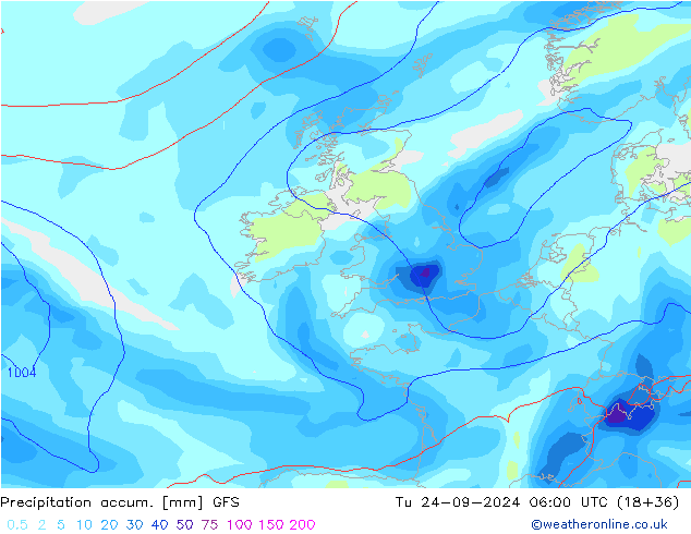 Nied. akkumuliert GFS Di 24.09.2024 06 UTC