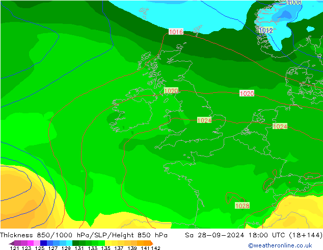 850-1000 hPa Kalınlığı GFS Eylül 2024