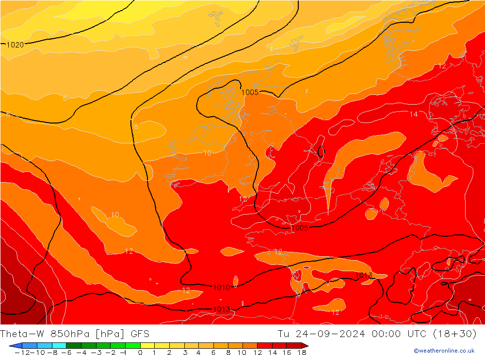 Theta-W 850hPa GFS mar 24.09.2024 00 UTC