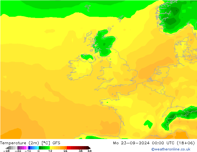 Temperature (2m) GFS Po 23.09.2024 00 UTC