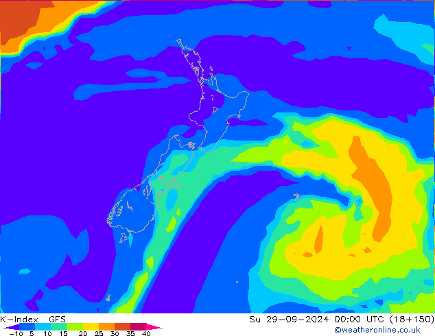 K-Index GFS Вс 29.09.2024 00 UTC