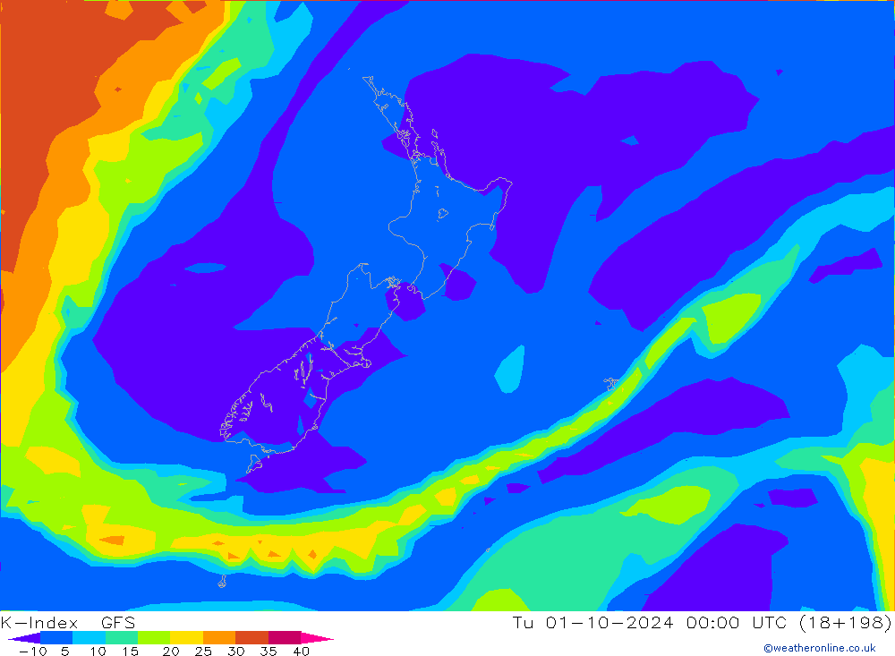 K-Index GFS mar 01.10.2024 00 UTC