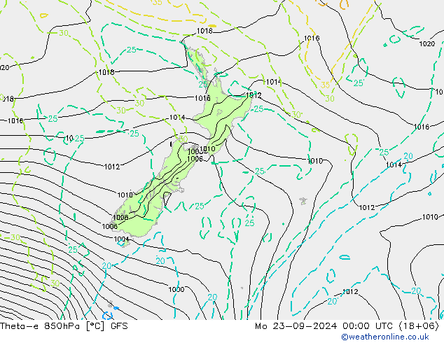 Theta-e 850hPa GFS ma 23.09.2024 00 UTC