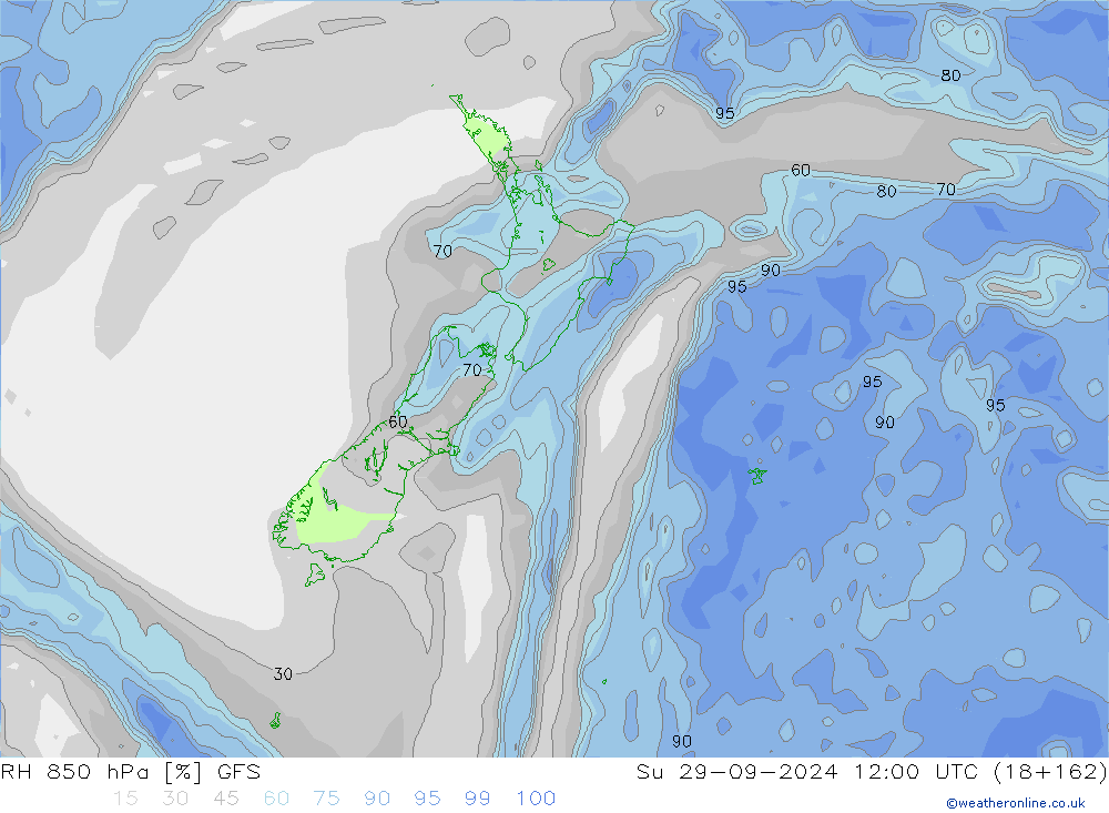 RH 850 hPa GFS  29.09.2024 12 UTC