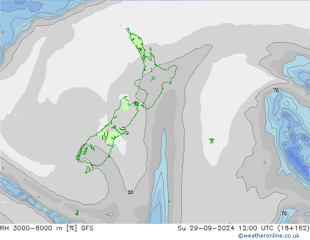 RH 3000-6000 m GFS Su 29.09.2024 12 UTC