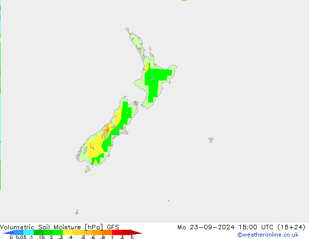 Volumetrisch bodemvocht GFS ma 23.09.2024 18 UTC