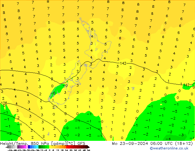 Z500/Rain (+SLP)/Z850 GFS Po 23.09.2024 06 UTC