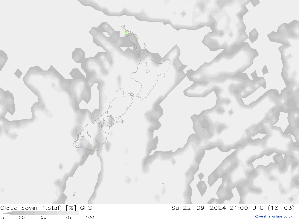 Nubi (totali) GFS dom 22.09.2024 21 UTC