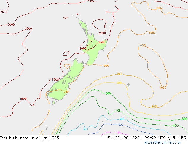 Theta-W Nulgradenniveau GFS zo 29.09.2024 00 UTC