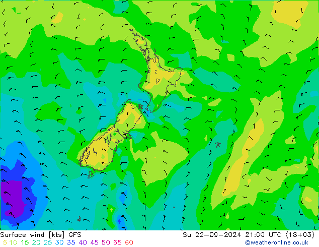 Vent 10 m GFS dim 22.09.2024 21 UTC