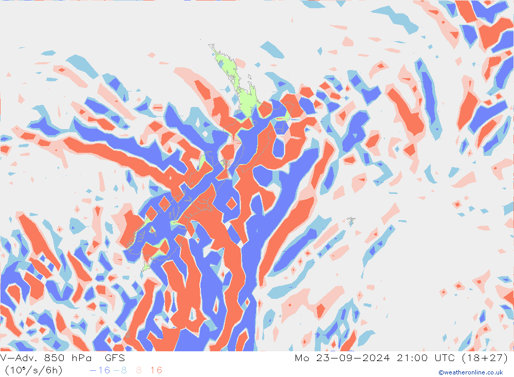 V-Adv. 850 hPa GFS Mo 23.09.2024 21 UTC