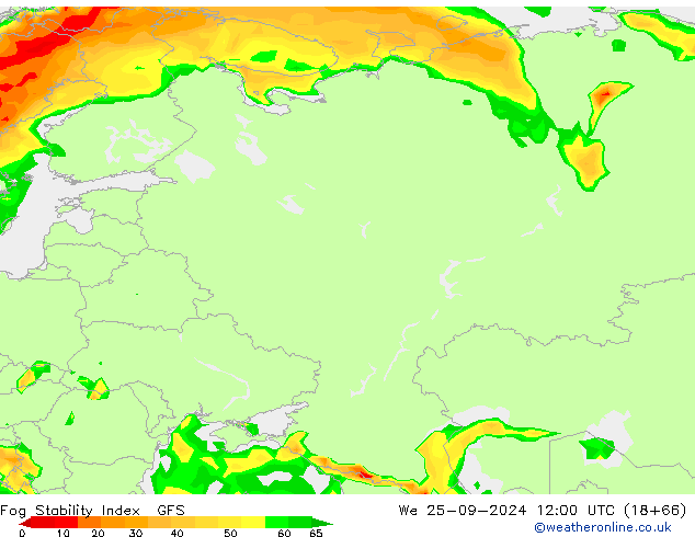 Fog Stability Index GFS Qua 25.09.2024 12 UTC