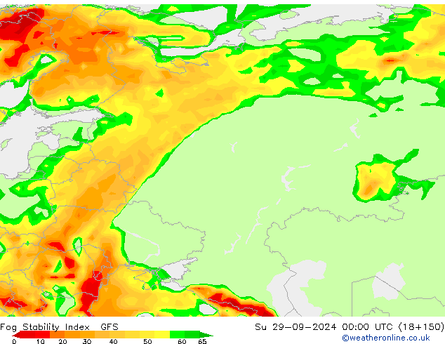 Fog Stability Index GFS dim 29.09.2024 00 UTC