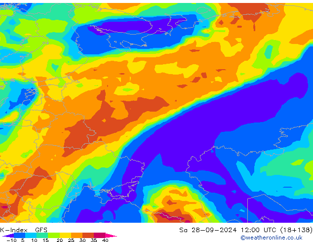 K-Index GFS sab 28.09.2024 12 UTC