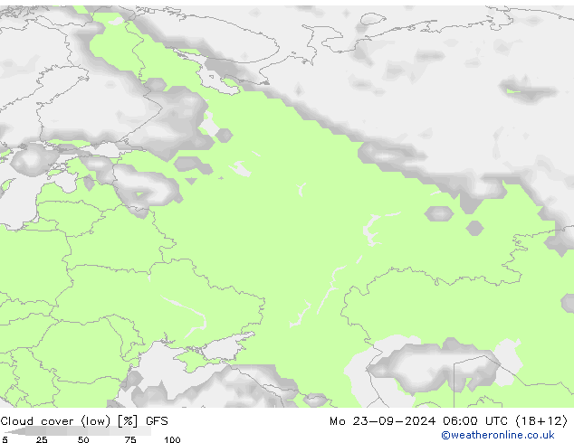 Bewolking (Laag) GFS ma 23.09.2024 06 UTC