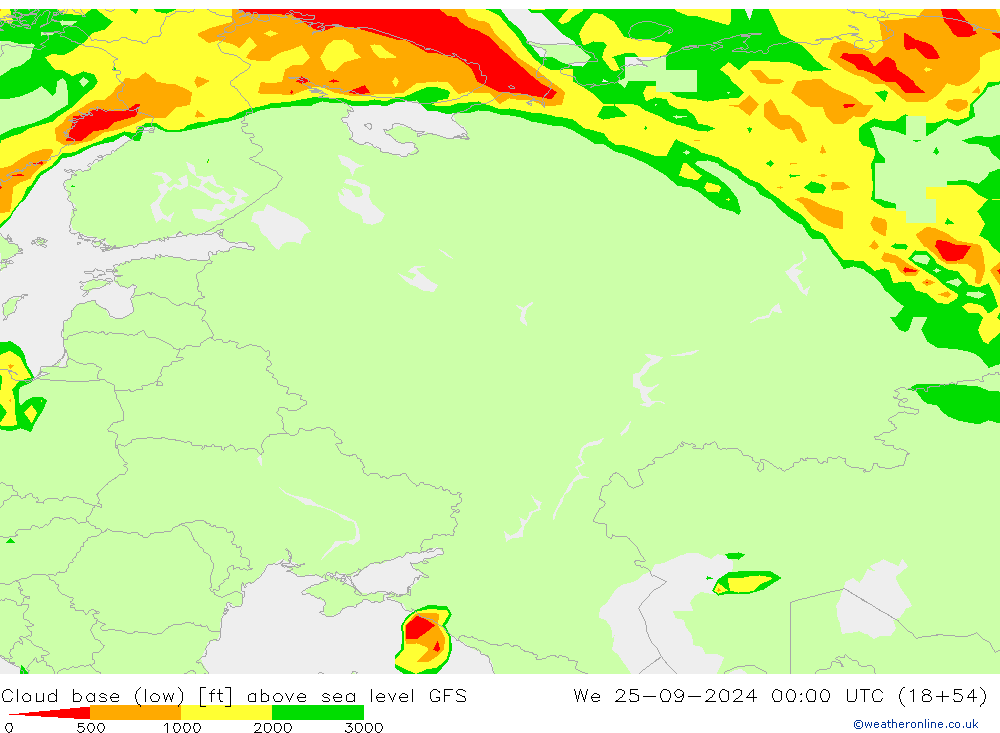 Cloud base (low) GFS We 25.09.2024 00 UTC