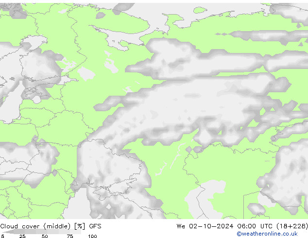 Cloud cover (middle) GFS We 02.10.2024 06 UTC