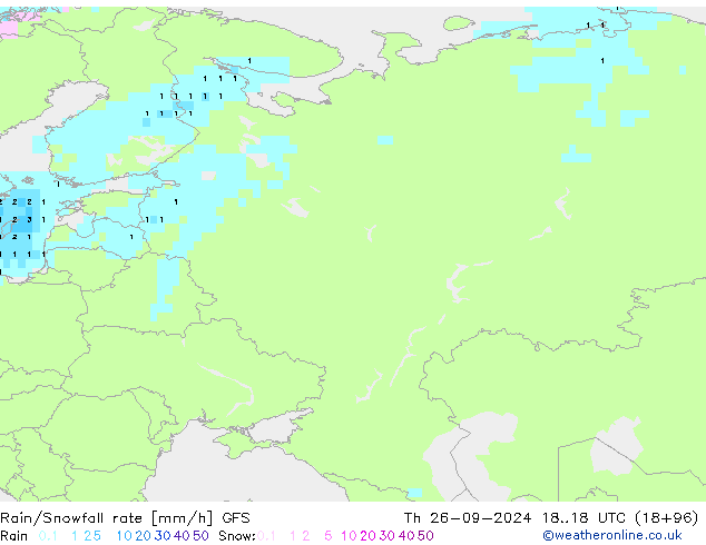 Rain/Snowfall rate GFS Th 26.09.2024 18 UTC