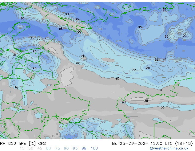 RH 850 hPa GFS Seg 23.09.2024 12 UTC