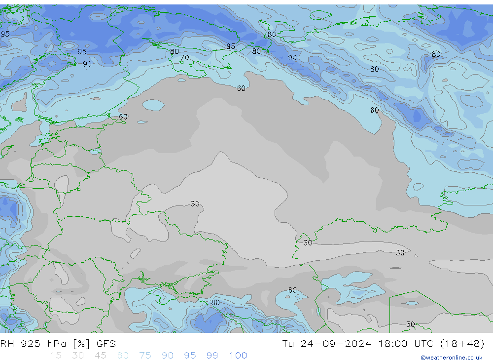 RH 925 hPa GFS Ter 24.09.2024 18 UTC