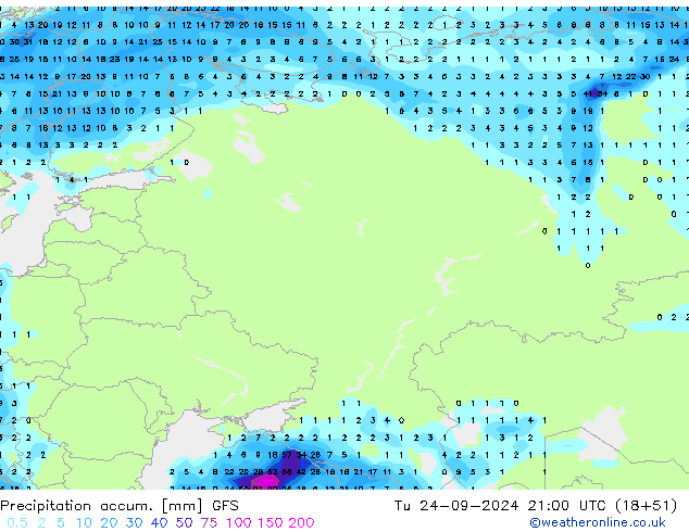 Precipitación acum. GFS mar 24.09.2024 21 UTC