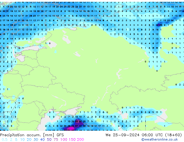 Precipitation accum. GFS Сентябрь 2024