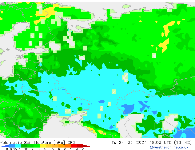 Volumetric Soil Moisture GFS Tu 24.09.2024 18 UTC