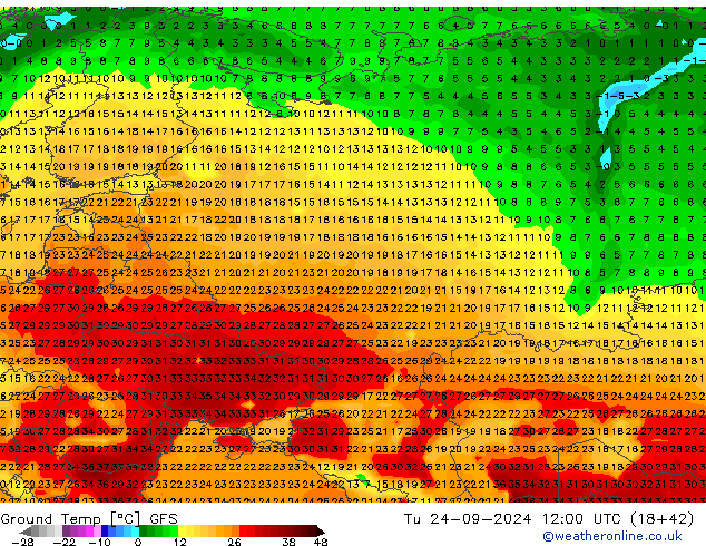 Bodentemperatur GFS Di 24.09.2024 12 UTC