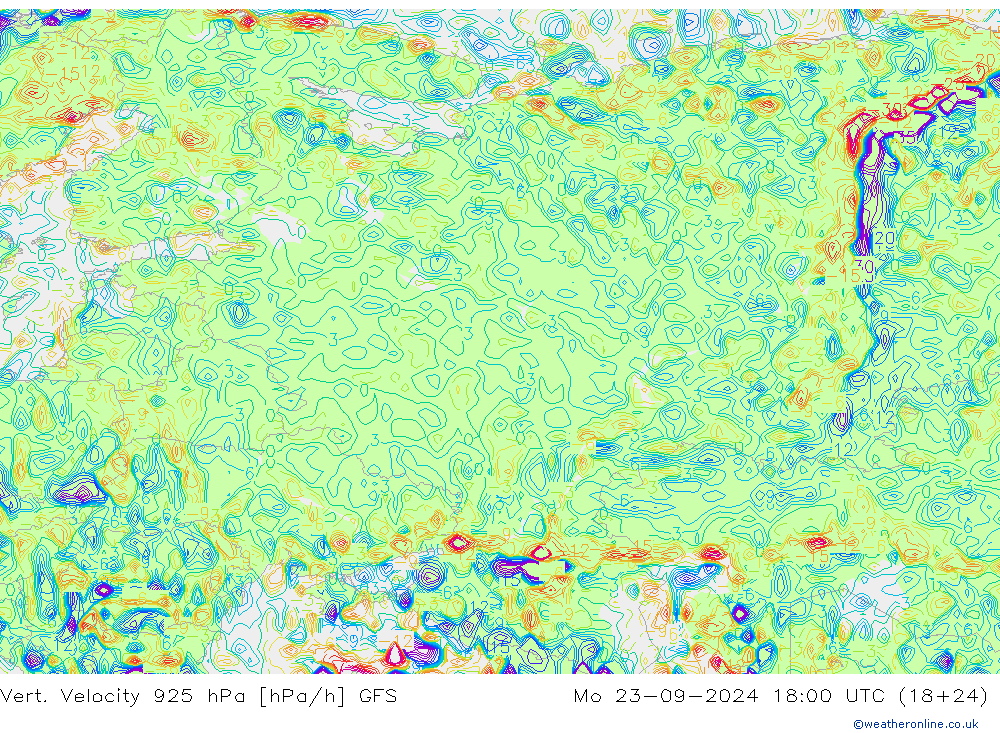 Vert. snelheid 925 hPa GFS ma 23.09.2024 18 UTC