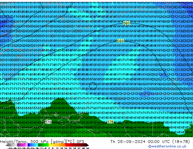 Z500/Rain (+SLP)/Z850 GFS jeu 26.09.2024 00 UTC