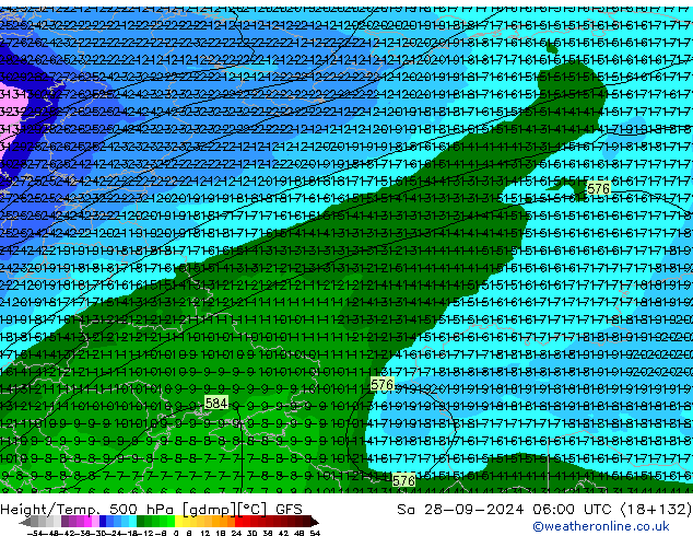 Z500/Rain (+SLP)/Z850 GFS Sa 28.09.2024 06 UTC