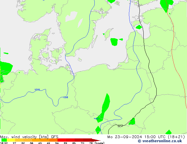 Max. wind velocity GFS Mo 23.09.2024 15 UTC