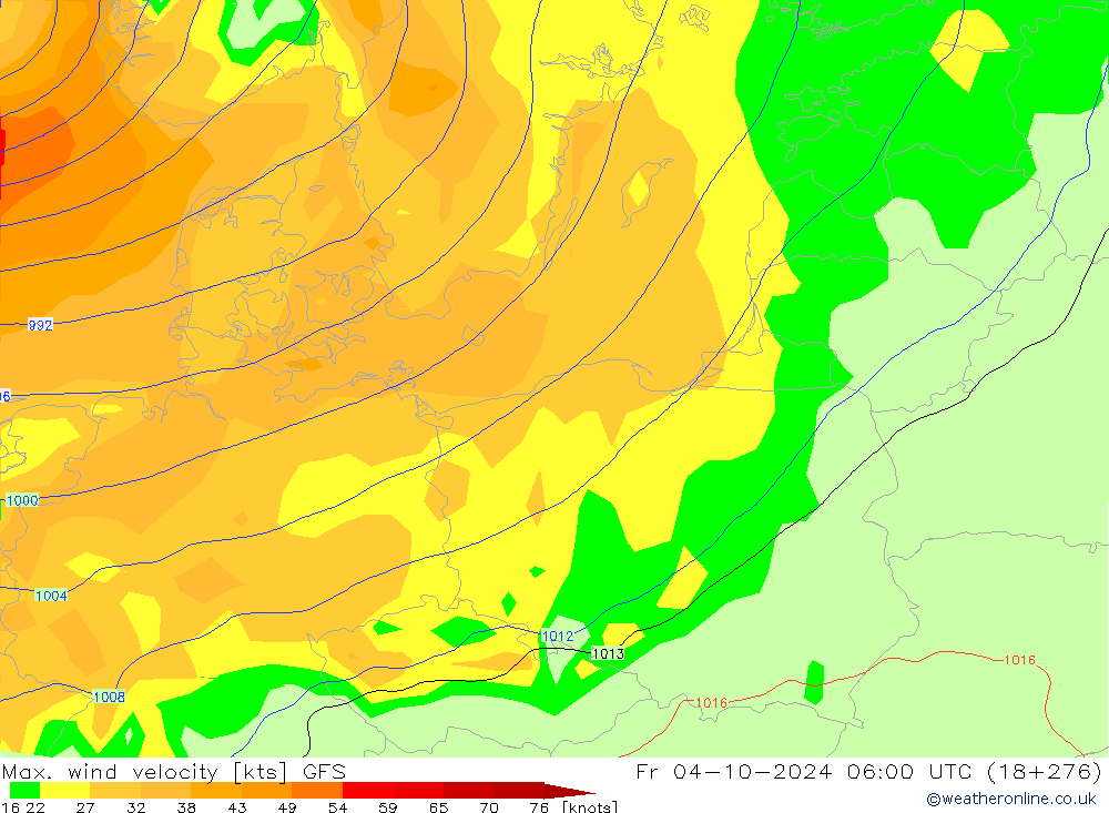 Max. wind velocity GFS Fr 04.10.2024 06 UTC