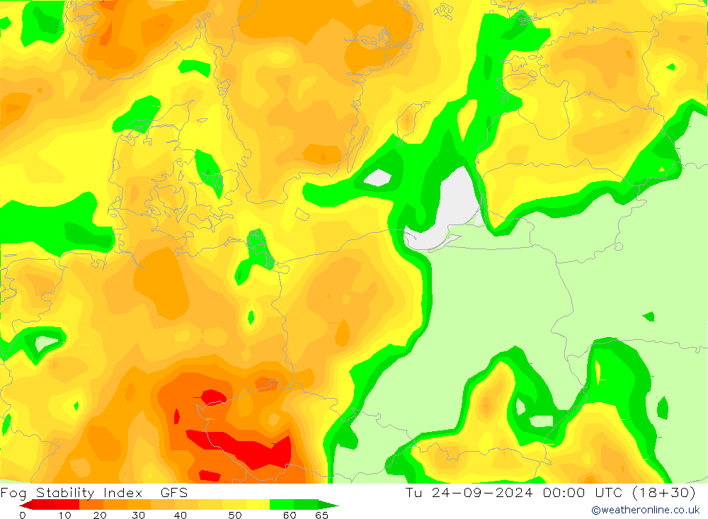 Fog Stability Index GFS mar 24.09.2024 00 UTC