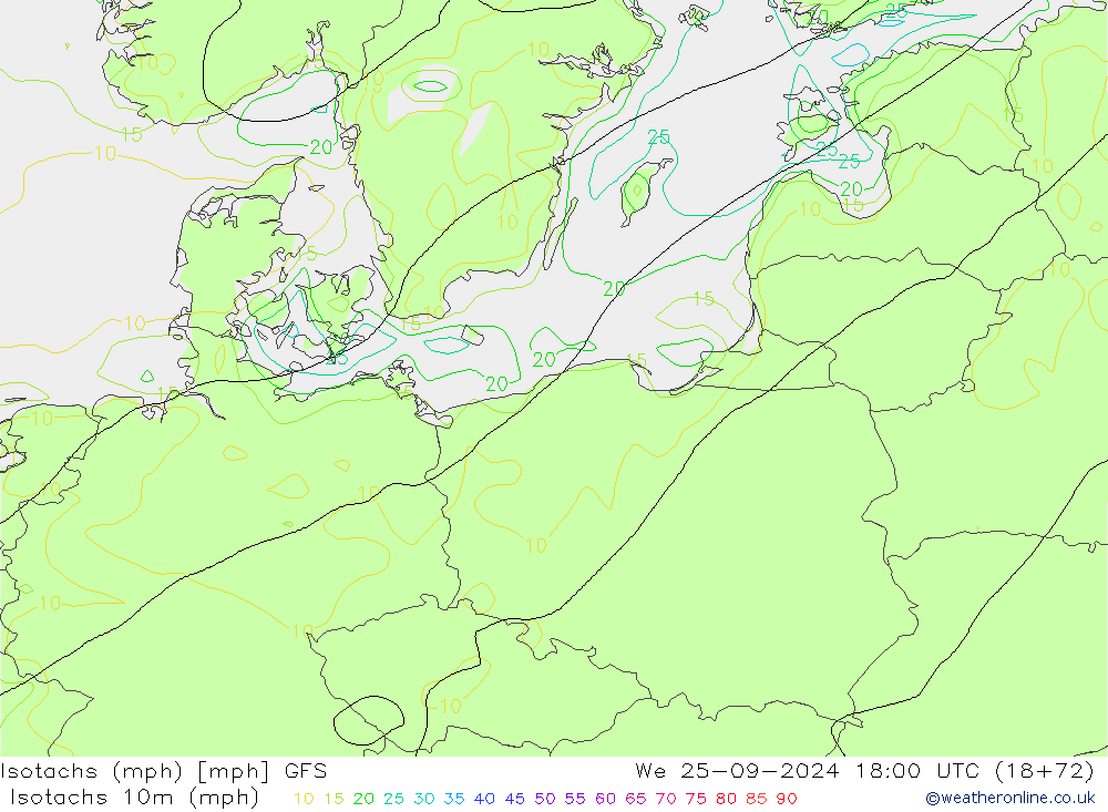 Isotachs (mph) GFS We 25.09.2024 18 UTC