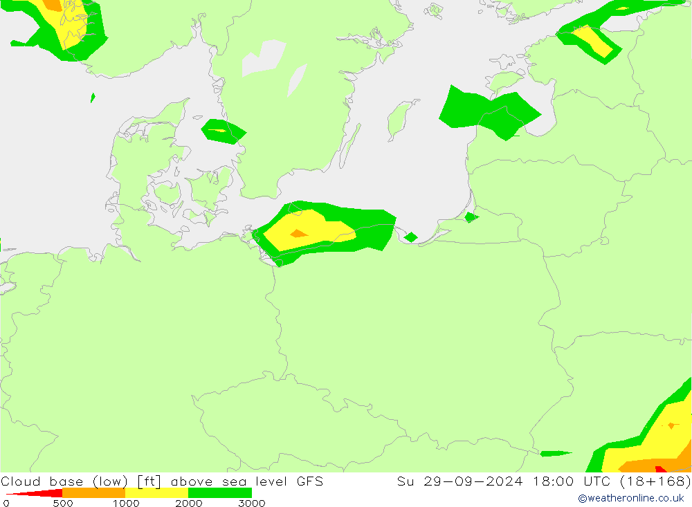 Cloud base (low) GFS Su 29.09.2024 18 UTC