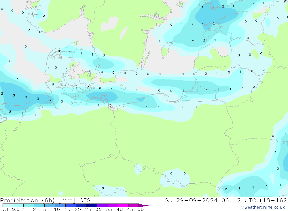 Yağış (6h) GFS Paz 29.09.2024 12 UTC