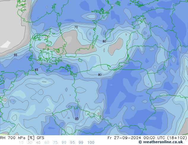 RV 700 hPa GFS vr 27.09.2024 00 UTC