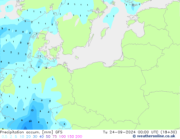 Precipitation accum. GFS Tu 24.09.2024 00 UTC