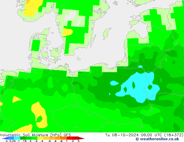 Volumetric Soil Moisture GFS Ter 08.10.2024 06 UTC