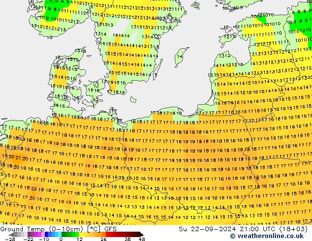 temp. mín./solo (0-10cm) GFS Dom 22.09.2024 21 UTC