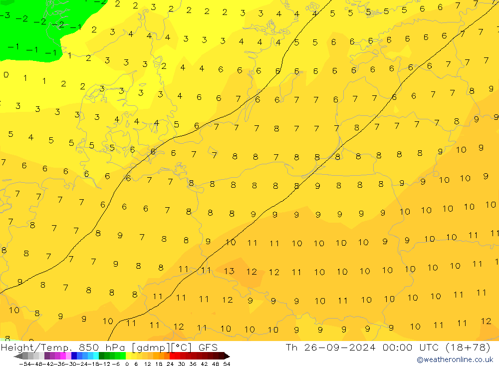 Height/Temp. 850 hPa GFS Th 26.09.2024 00 UTC