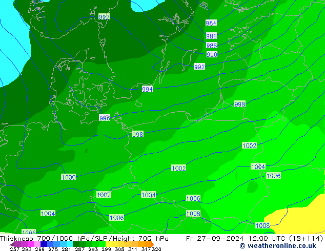 Thck 700-1000 hPa GFS Fr 27.09.2024 12 UTC