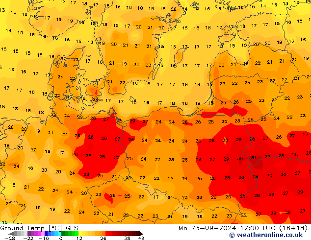 Temp GFS lun 23.09.2024 12 UTC