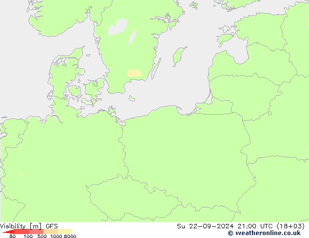 Dohlednost GFS Ne 22.09.2024 21 UTC