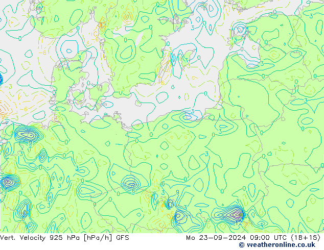 Vert. Velocity 925 hPa GFS lun 23.09.2024 09 UTC