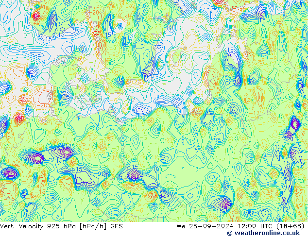 Vert. Velocity 925 гПа GFS ср 25.09.2024 12 UTC