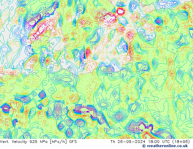 Vert. Velocity 925 hPa GFS Čt 26.09.2024 18 UTC