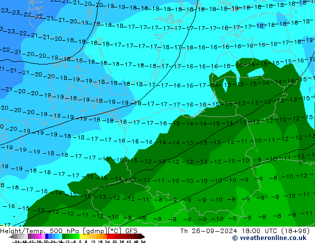 Height/Temp. 500 hPa GFS Čt 26.09.2024 18 UTC